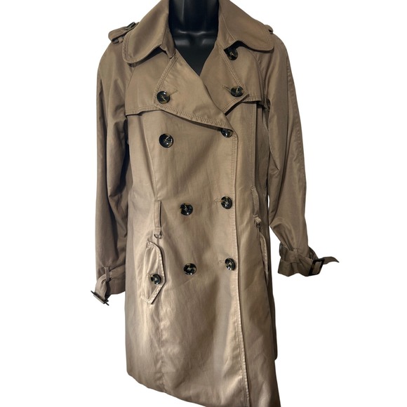Jones New York Trench Coat Women's S Button Front Long Sleeve Lightweight Tan - Picture 1 of 6